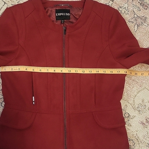 Express Vintage Structured Peplum Lined Zip Front Red Moto Jacket Size M - Picture 11 of 14